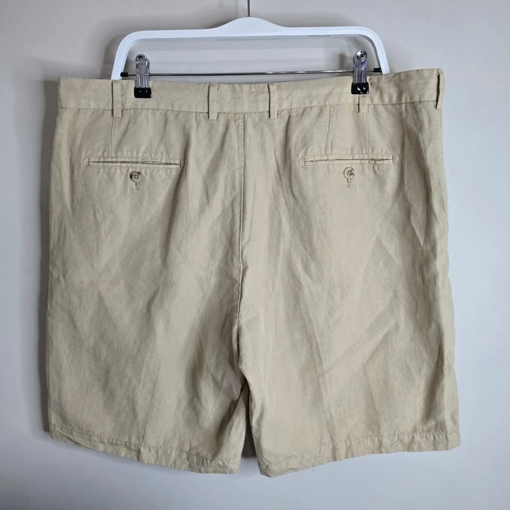 Peter Millar Seaside Collection Tan Linen Cotton Silk Shorts Mens 40 Khaki Flat